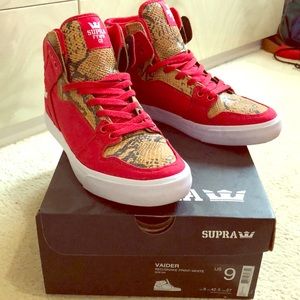 Supra Vaider Red/Snake Print men's sz 9